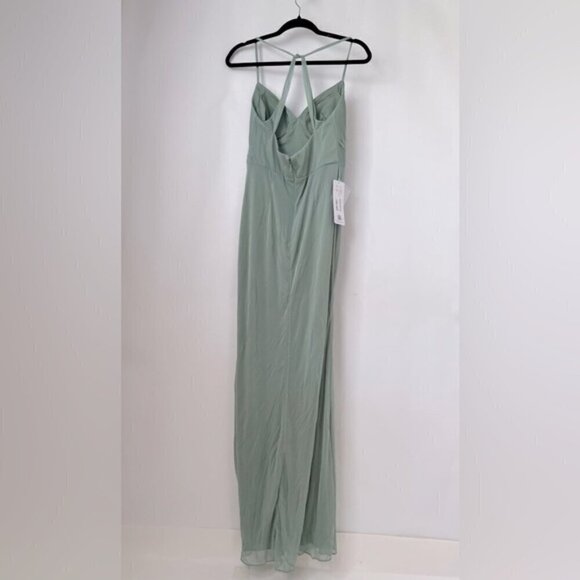 Azazie - Matcha Fitted Pleated Mesh Bridesmaid Dress - Matcha. Size:A6. (1605) - Picture 3 of 16